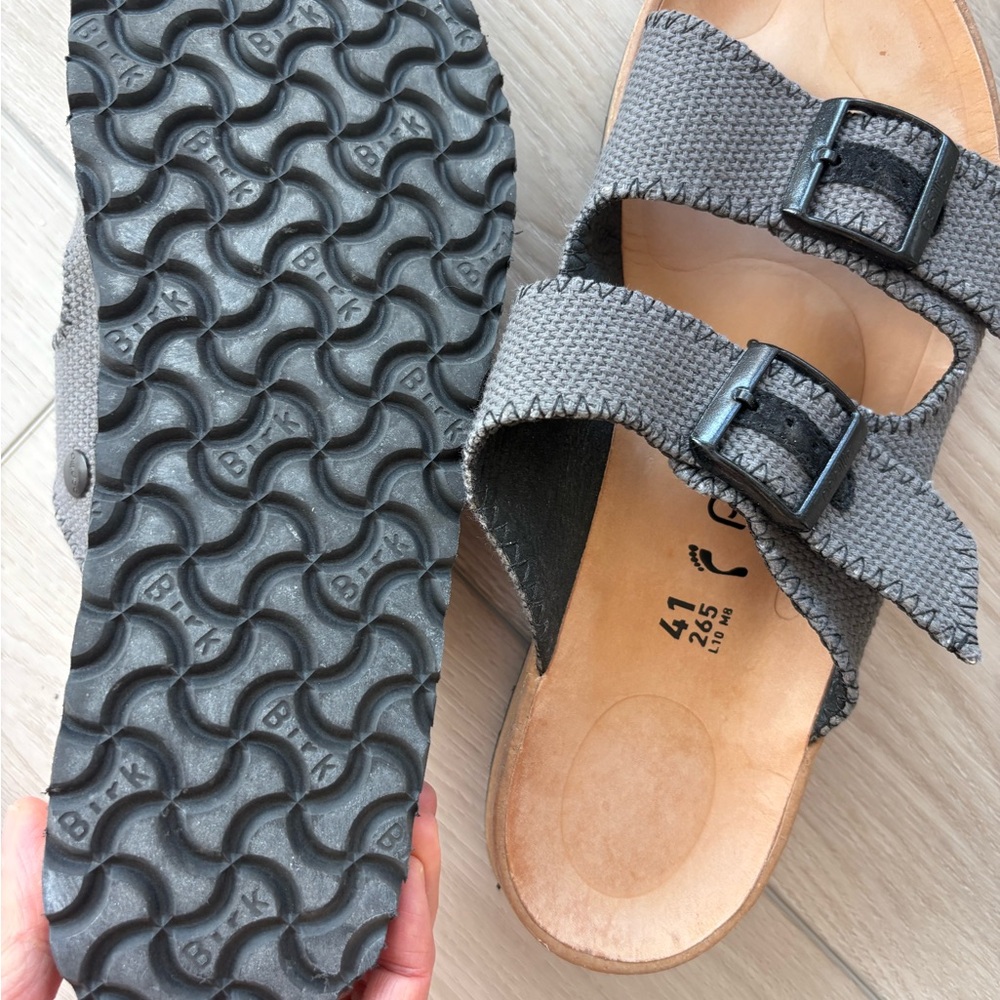 Birkenstock Gray Sandals with Adjustable Straps and Cork Footbed - Picture 3 of 6